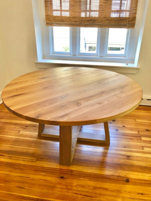 Oak Round Table with tapered pedestal base