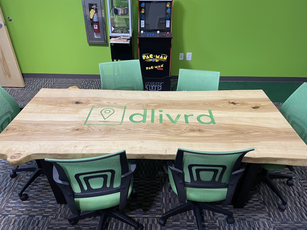 Live Edge Conference Table with logo